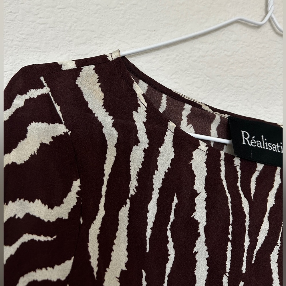 Realisation Par Gia Long Sleeve Silk Zebra Maxi Dress Animal - Picture 11 of 13